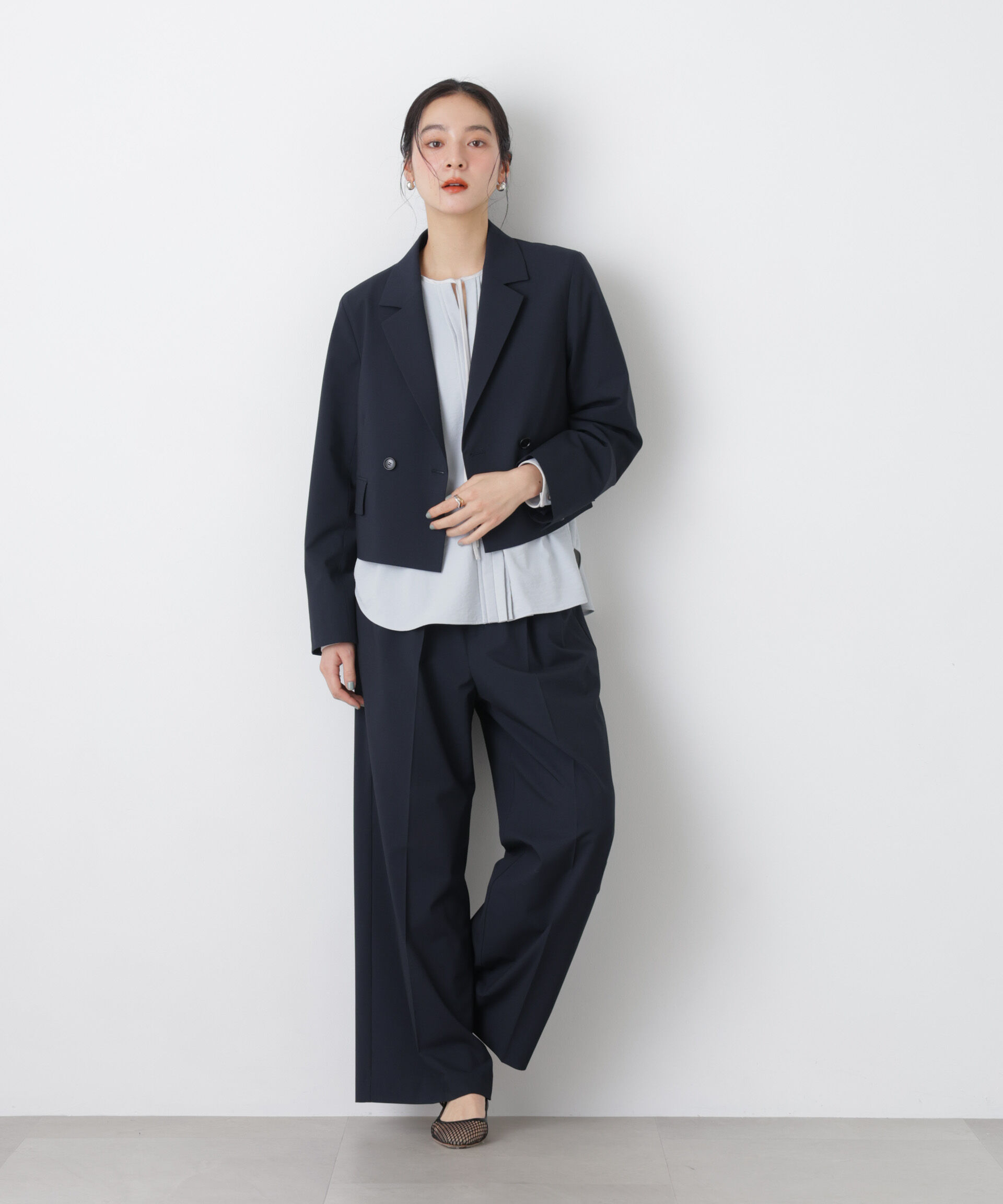 nano･universe「トロストレッチショートダブルジャケット(セットアップ可)」|テーラードジャケット|