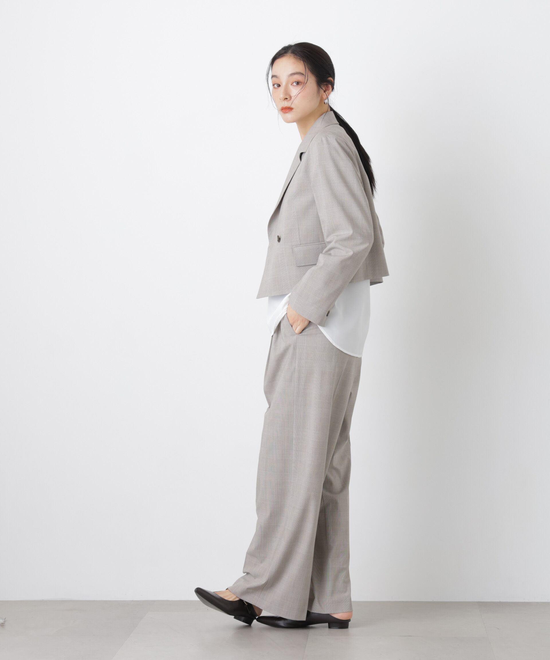 nano･universe「トロストレッチショートダブルジャケット(セットアップ可)」|テーラードジャケット|