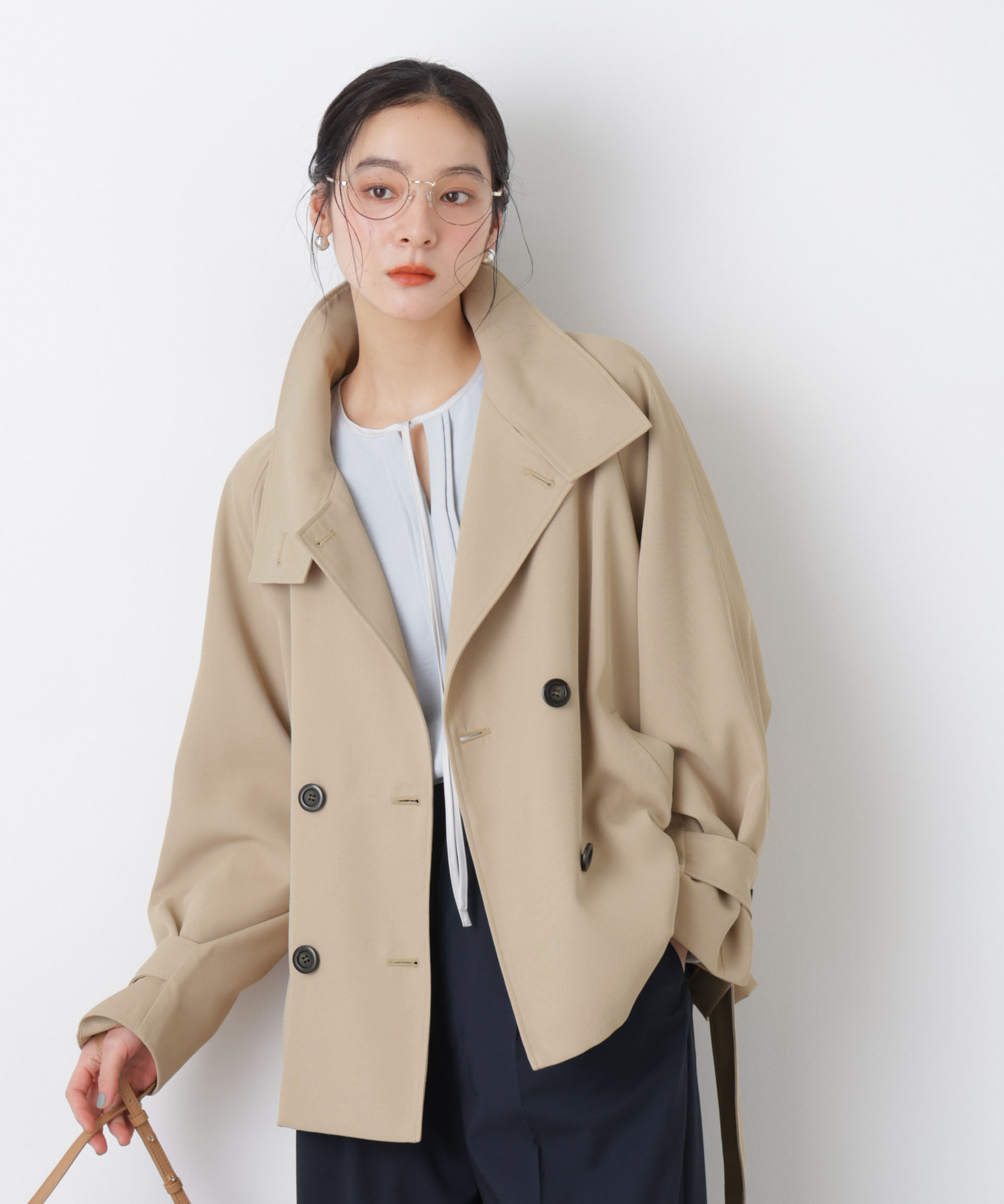 nano･universe「エアリーツイルベルテッドショートコート」|その他|ベージュ