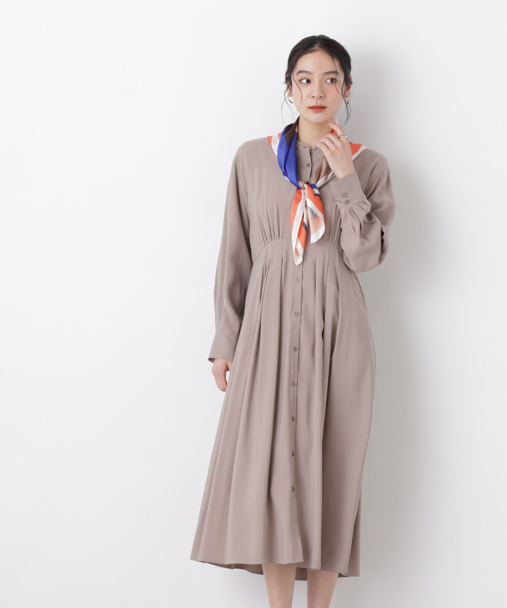 nano･universe「ウエスト切り替えギャザーワンピース」|ワンピース|モカ3