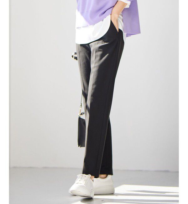 自由区「【撥水加工・洗える】TRギャバ裏起毛テーパード パンツ」|その他|ブラック系