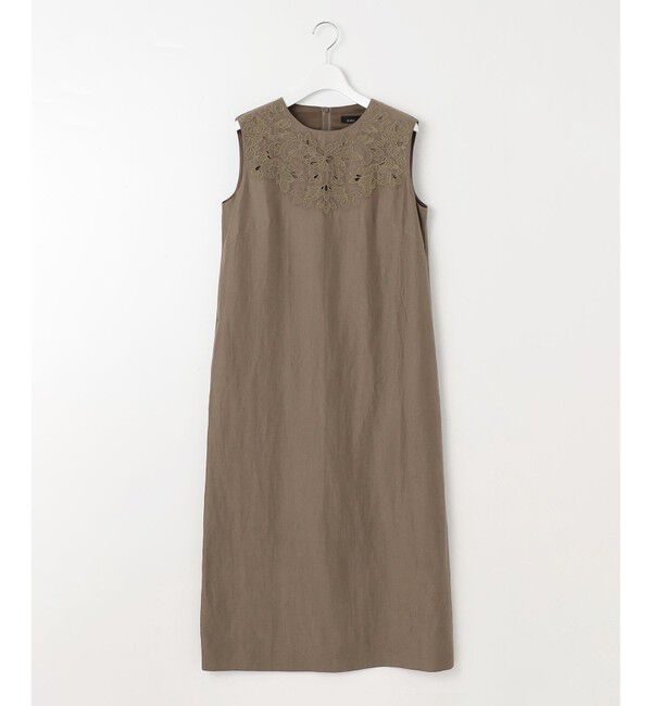 自由区「【洗える】エンブロイダリーノースリーブ ワンピース」|ワンピース|