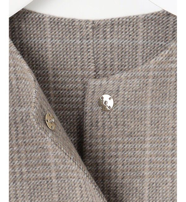 自由区「【カタログ掲載】ウールリバーチェック柄ノーカラー コート」|ノーカラーコート|