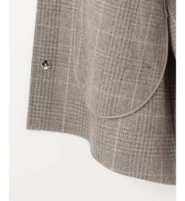 自由区「【カタログ掲載】ウールリバーチェック柄ノーカラー コート」|ノーカラーコート|