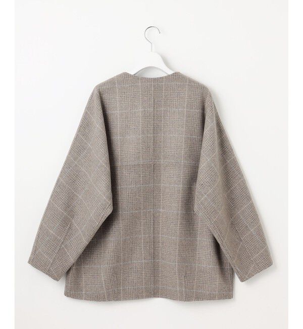 自由区「【カタログ掲載】ウールリバーチェック柄ノーカラー コート」|ノーカラーコート|