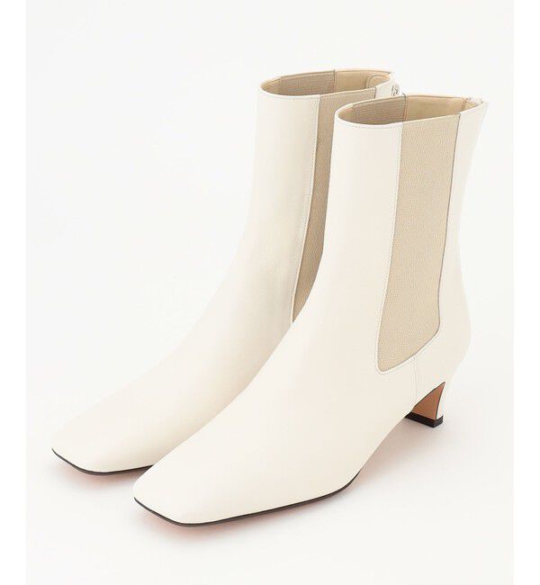 23区「サイドゴア ヒール ブーツ」|ショートブーツ|アイボリー系