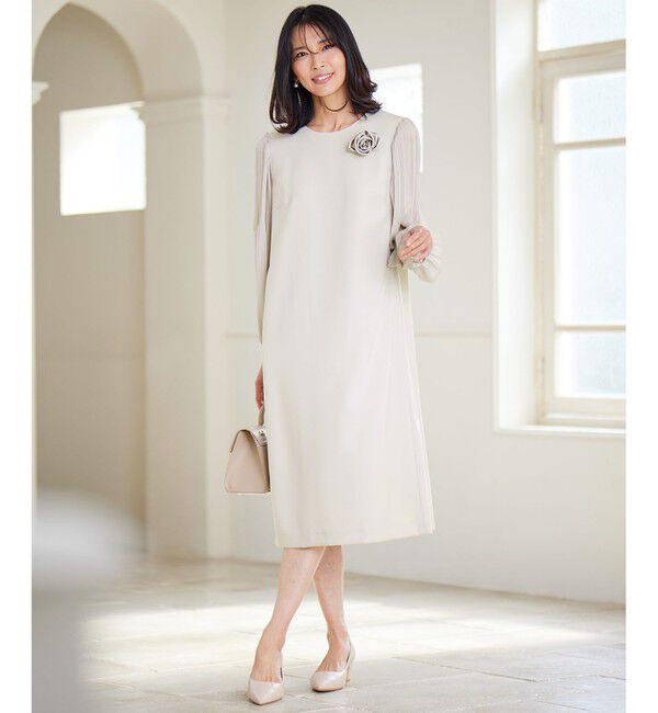 23区「【セットアップ対応】トリアセダブルジョーゼット シフォンスリーブ ワンピース」|ワンピース|