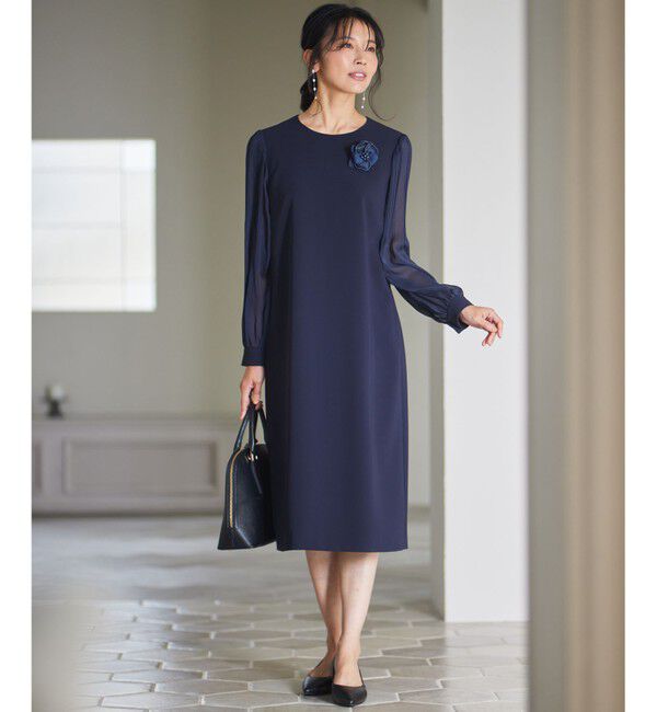 23区「【セットアップ対応】トリアセダブルジョーゼット シフォンスリーブ ワンピース」|ワンピース|