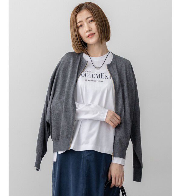 23区「【洗える】オータムシャイニー ニット ブルゾン」|ブルゾン・スタジャン|グレー系