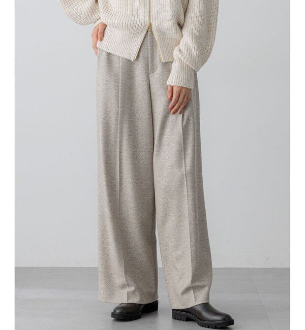 23区「ラメミックスツイード タック ワイド パンツ」|その他|ベージュ系