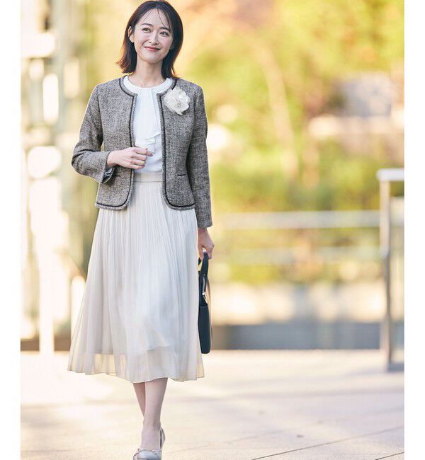 ANY SIS「ミニライトボーダー ノーカラージャケット」|ノーカラージャケット|