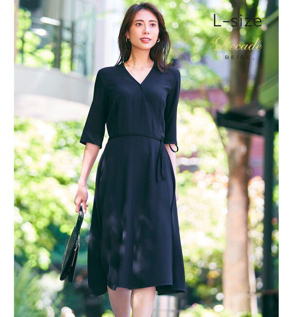 BEIGE,「【L-size】CINDY / カシュクールワンピース」|ワンピース|Navy&times;Black