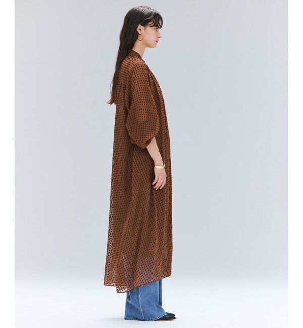 BEIGE,「CALLERRY / シルク混ドットギャザーワンピース」|ワンピース|