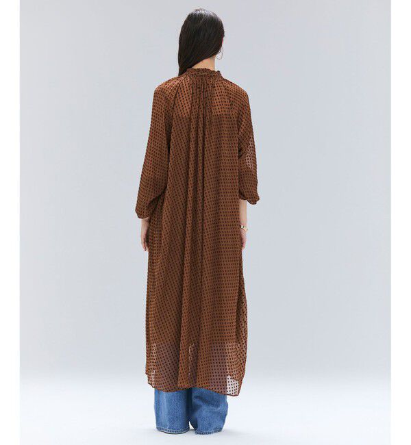 BEIGE,「CALLERRY / シルク混ドットギャザーワンピース」|ワンピース|