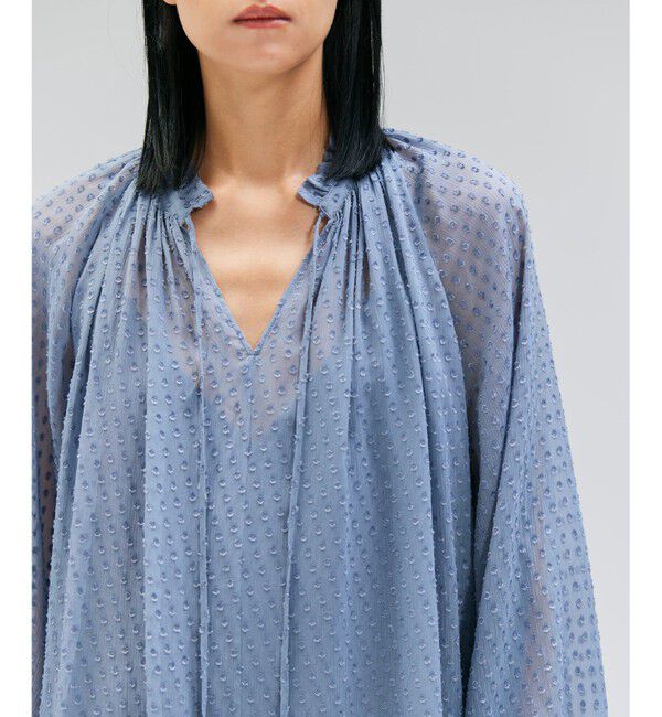 BEIGE,「CALLERRY / シルク混ドットギャザーワンピース」|ワンピース|