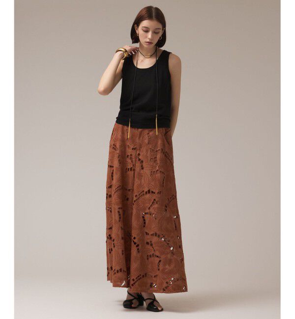 GRACE CONTINENTAL「カットワークバギーパンツ」|その他|ブラウン