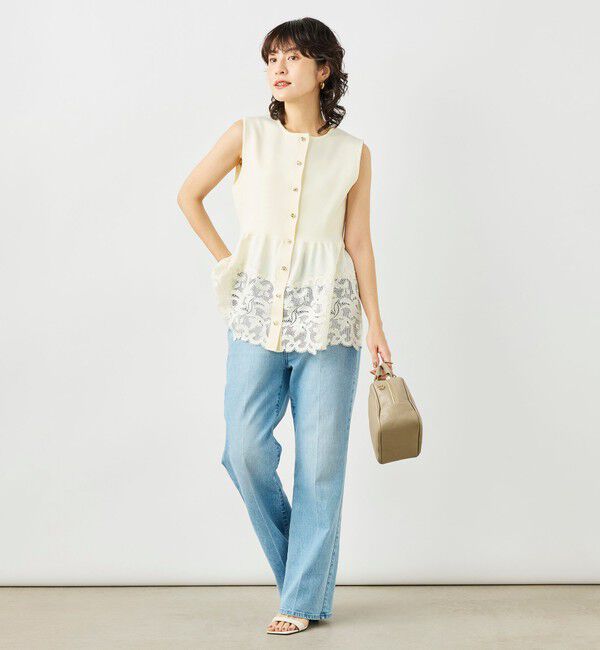 NOLLEY'S「《手洗い可能》レース付きペプラムベスト」|ベスト・ジレ|