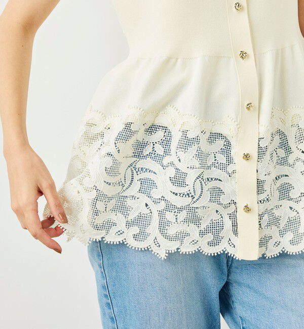 NOLLEY'S「《手洗い可能》レース付きペプラムベスト」|ベスト・ジレ|