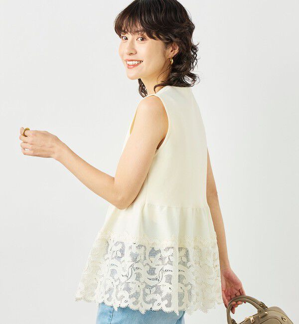 NOLLEY'S「《手洗い可能》レース付きペプラムベスト」|ベスト・ジレ|