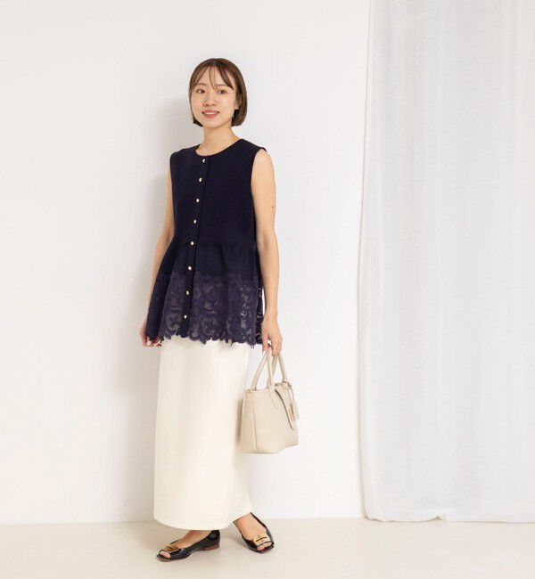 NOLLEY'S「《手洗い可能》レース付きペプラムベスト」|ベスト・ジレ|