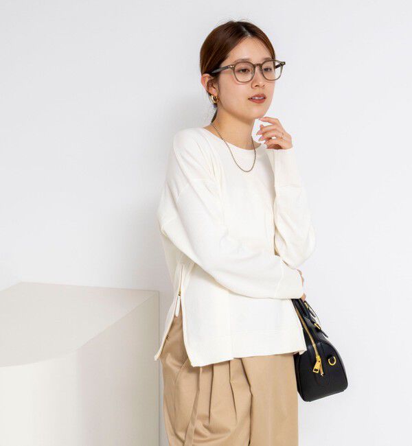 Rie Miller「《手洗い可能》トレーナー風プルオーバーサイドZIP」|ニット・セーター|