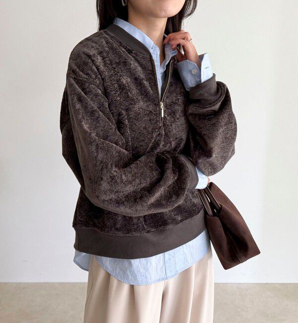 fredy emue「モールニットソーハーフジッププルオーバー」|Tシャツ・カットソー|チャコールグレー