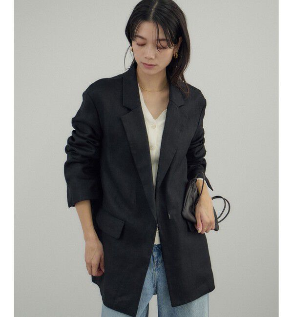 SALON adam et rope'「リネンドンゴロスジャケット/セットアップ対応」|テーラードジャケット|ブラック(01)