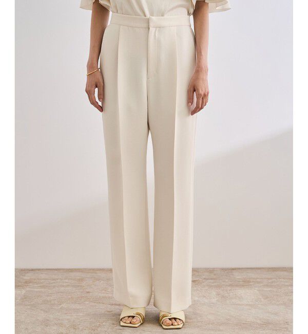 ROPE「【洗える】バックサテンセミフレアパンツ【WEB・一部店舗限定】」|チノ|