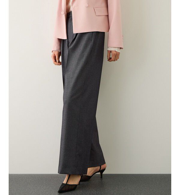 ROPE「トリアセツイル ワンタックイージーワイドパンツ(デニムライク)/イージーケア・セットアップ対応」|スラックス|