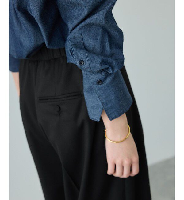 ROPE「トリアセツイル ワンタックイージーワイドパンツ(デニムライク)/イージーケア・セットアップ対応」|スラックス|