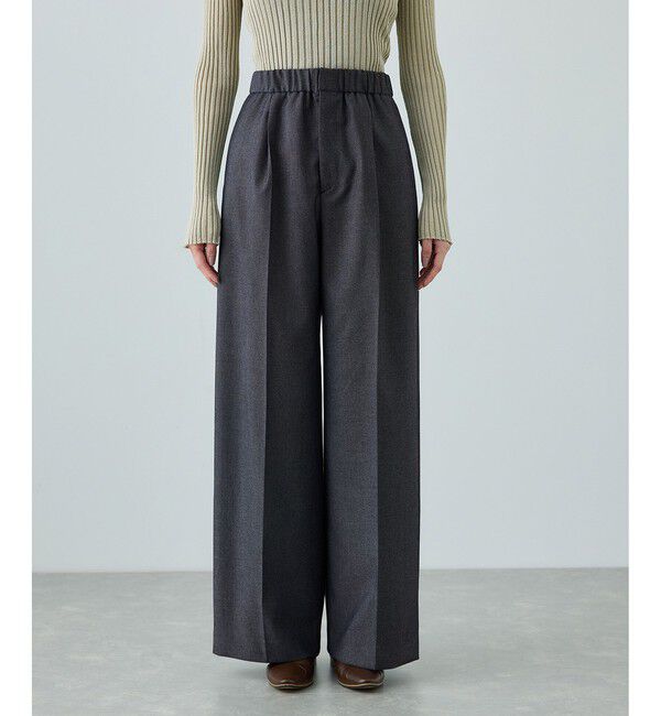ROPE「トリアセツイル ワンタックイージーワイドパンツ(デニムライク)/イージーケア・セットアップ対応」|スラックス|
