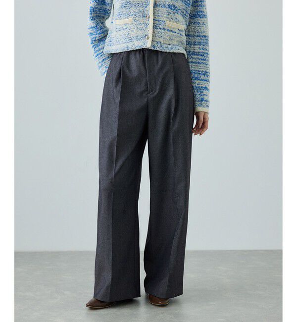 ROPE「トリアセツイル ワンタックイージーワイドパンツ(デニムライク)/イージーケア・セットアップ対応」|スラックス|