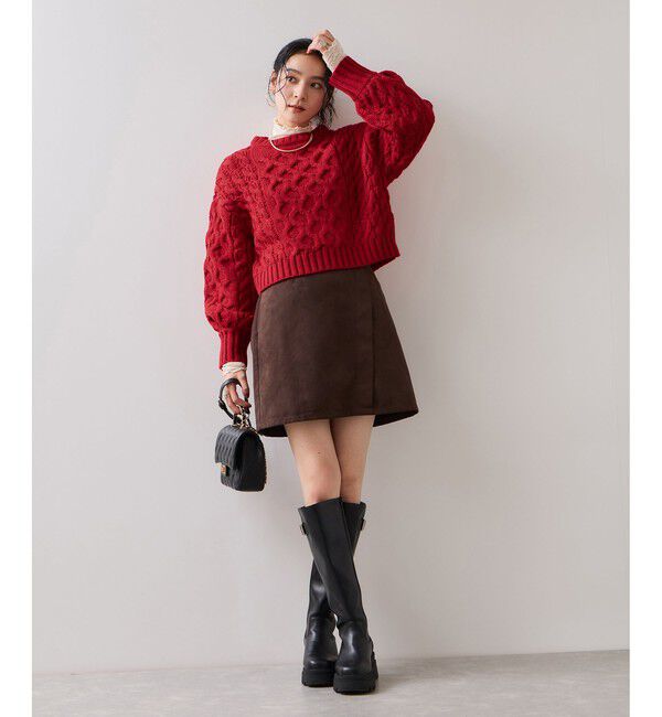 VIS「【WEB限定】ローゲージケーブルクロップドニット」|ニット・セーター|