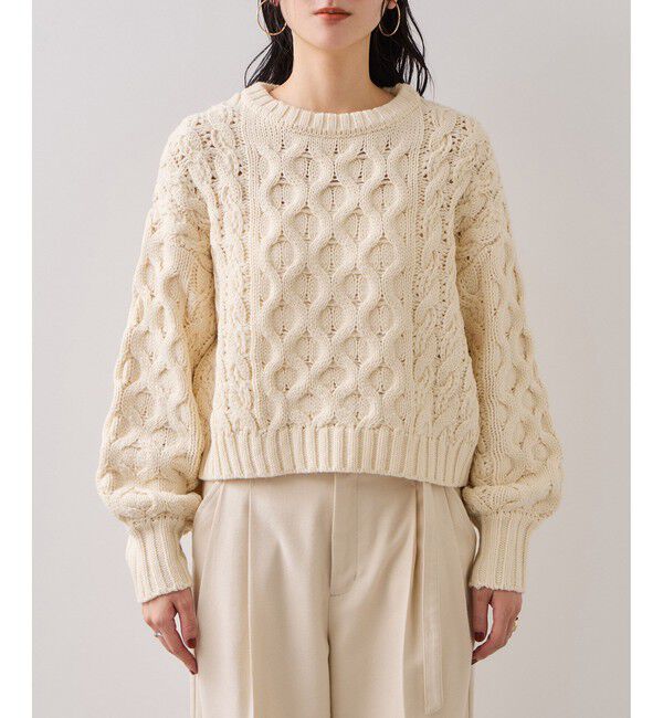 VIS「【WEB限定】ローゲージケーブルクロップドニット」|ニット・セーター|