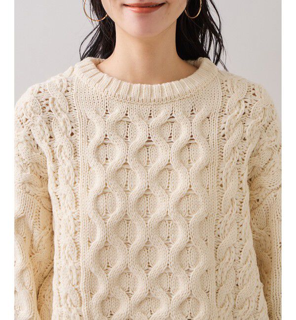 VIS「【WEB限定】ローゲージケーブルクロップドニット」|ニット・セーター|