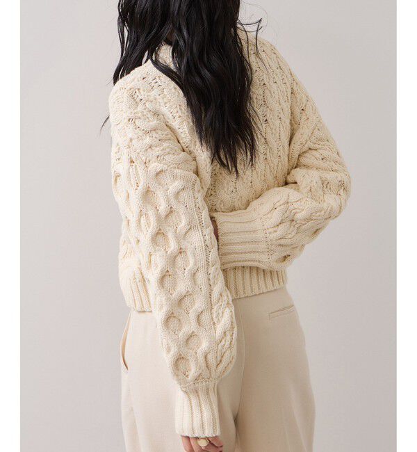 VIS「【WEB限定】ローゲージケーブルクロップドニット」|ニット・セーター|