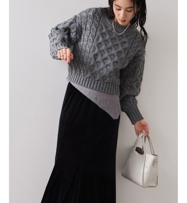 VIS「【WEB限定】ローゲージケーブルクロップドニット」|ニット・セーター|