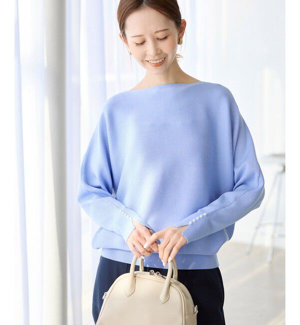 Rope&rsquo;Picnic「【洗濯機OK・アンチピリング】マシュマロ袖パールドルマンニット」|ニット・セーター|