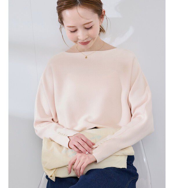 Rope&rsquo;Picnic「【洗濯機OK・アンチピリング】マシュマロ袖パールドルマンニット」|ニット・セーター|