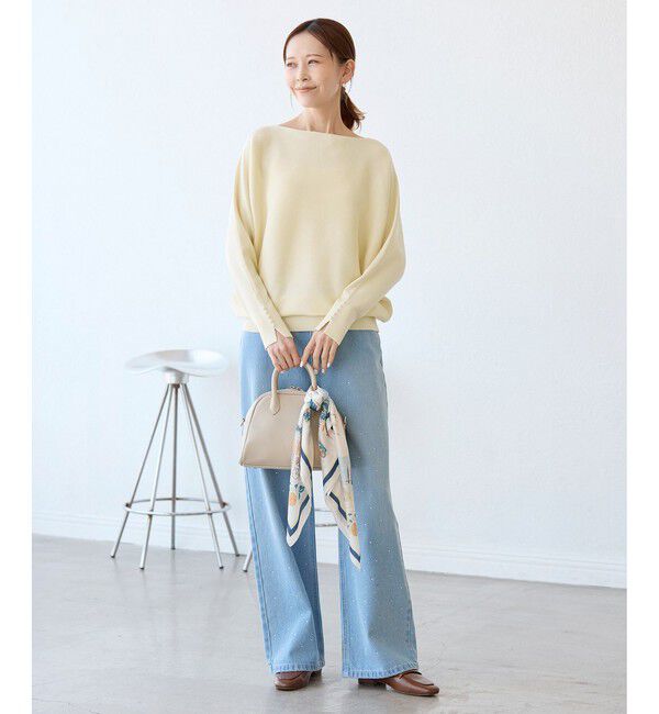 Rope&rsquo;Picnic「【洗濯機OK・アンチピリング】マシュマロ袖パールドルマンニット」|ニット・セーター|