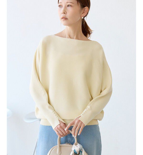Rope&rsquo;Picnic「【洗濯機OK・アンチピリング】マシュマロ袖パールドルマンニット」|ニット・セーター|