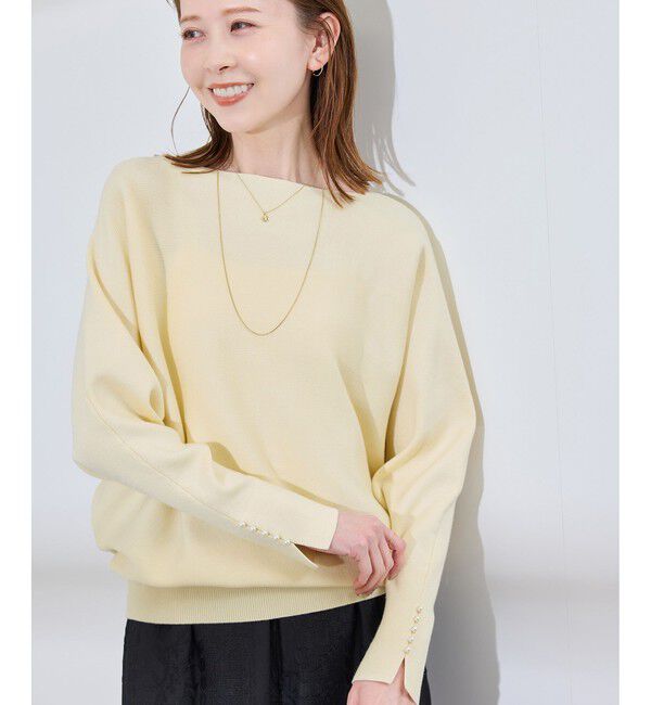 Rope&rsquo;Picnic「【洗濯機OK・アンチピリング】マシュマロ袖パールドルマンニット」|ニット・セーター|