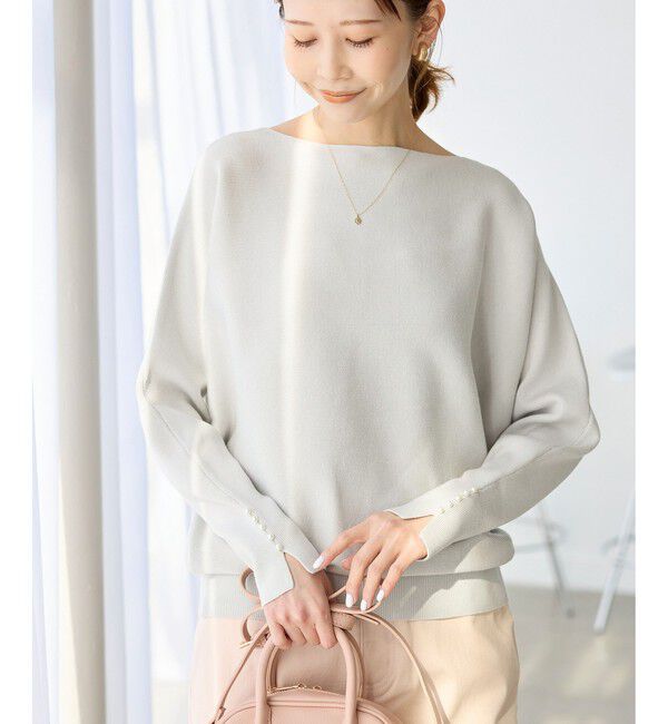Rope&rsquo;Picnic「【洗濯機OK・アンチピリング】マシュマロ袖パールドルマンニット」|ニット・セーター|