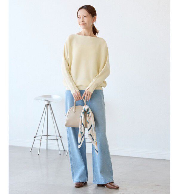 Rope&rsquo;Picnic「【洗濯機OK・アンチピリング】マシュマロ袖パールドルマンニット」|ニット・セーター|