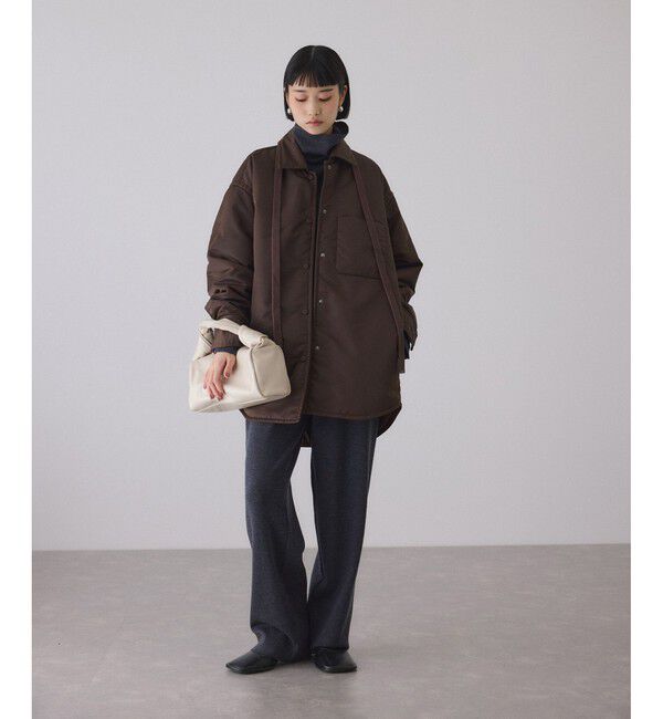 ADAM ET ROPE'「【サステナブル】ボンバーツイルパデットシャツブルゾン/撥水」|ブルゾン・スタジャン|