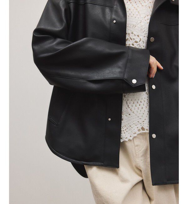 ADAM ET ROPE'「シンセティックレザースタンドネックブルゾン」|ブルゾン・スタジャン|