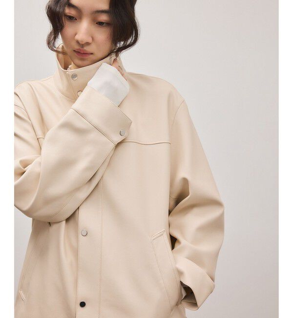 ADAM ET ROPE'「シンセティックレザースタンドネックブルゾン」|ブルゾン・スタジャン|