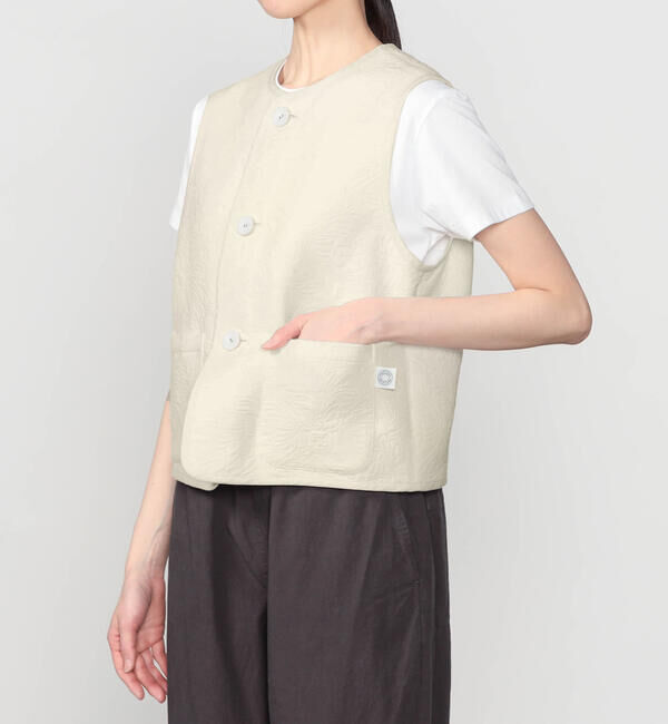 ORCIVAL「ORCIVAL | コットンポリジャカード トリミングベスト WOMEN」|ダウンベスト・ベスト|