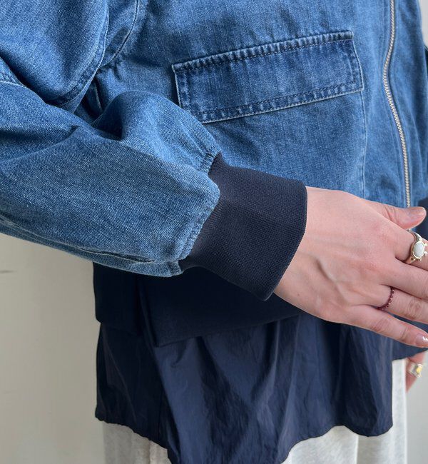  「【WEB限定】異素材切替デニムブルゾン」|ブルゾン・スタジャン|