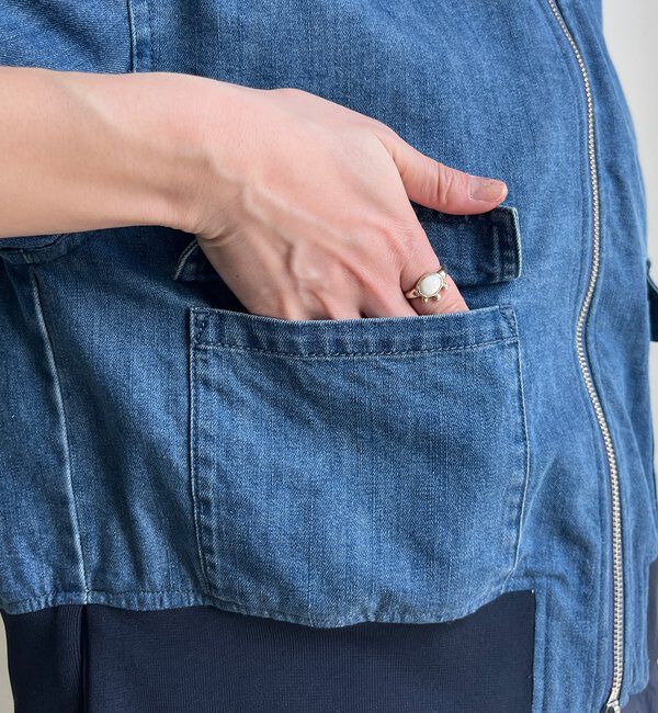  「【WEB限定】異素材切替デニムブルゾン」|ブルゾン・スタジャン|